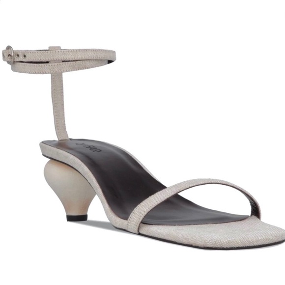 NEW BY FAR BEIGE LINEN HEELS - Picture 1 of 15
